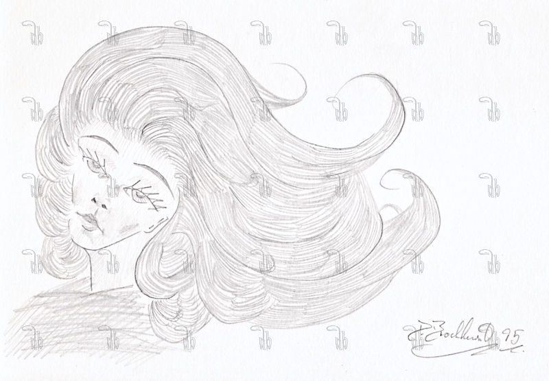 Flowing Hair - pencil on paper A5